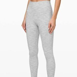 Lululemon Wunder Under Cropped Leggings In White & Gray